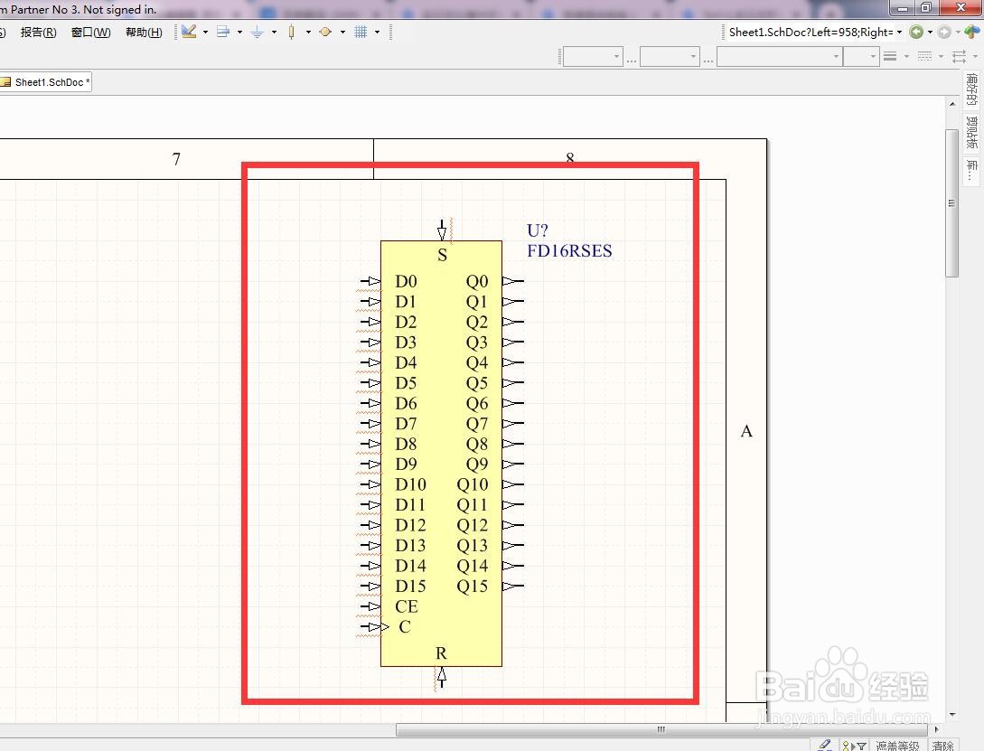 如何在AD中放同复置位使能分立16位D型触发器？
