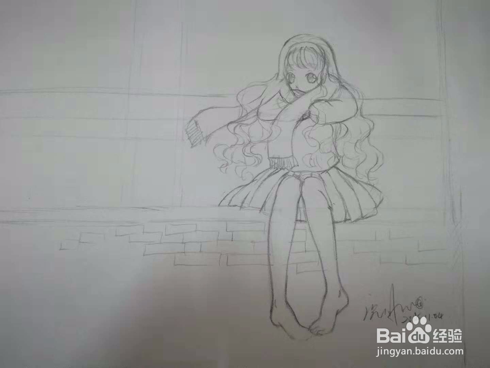 《趴在窗台上的少女》漫画人物手绘线稿教程