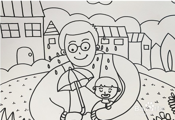 伴儿成长简笔画系列-怎样画关于父亲节的画