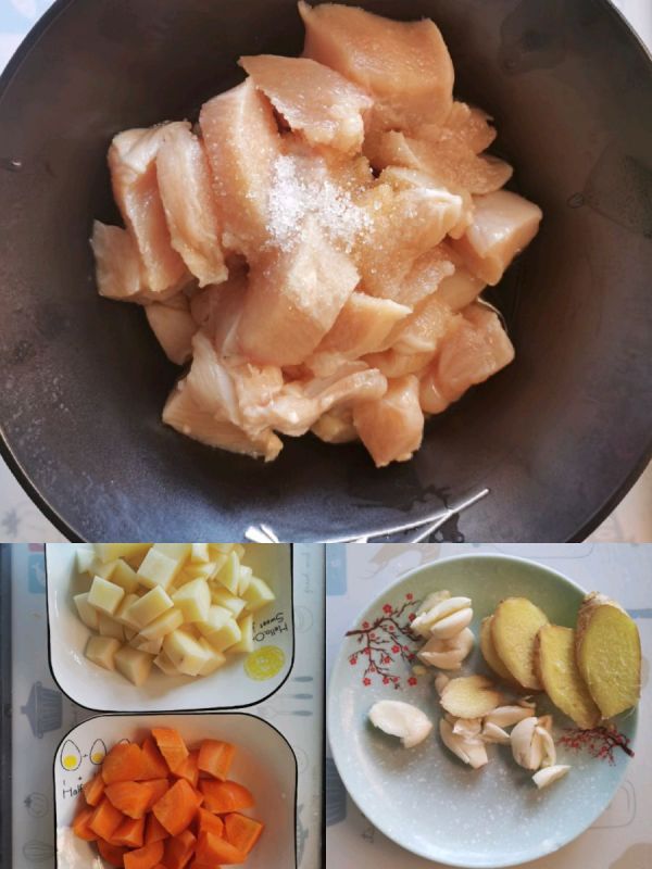 土豆咖喱鸡胸粒