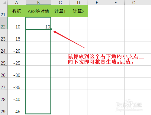 Excel如何使用ABS取绝对值