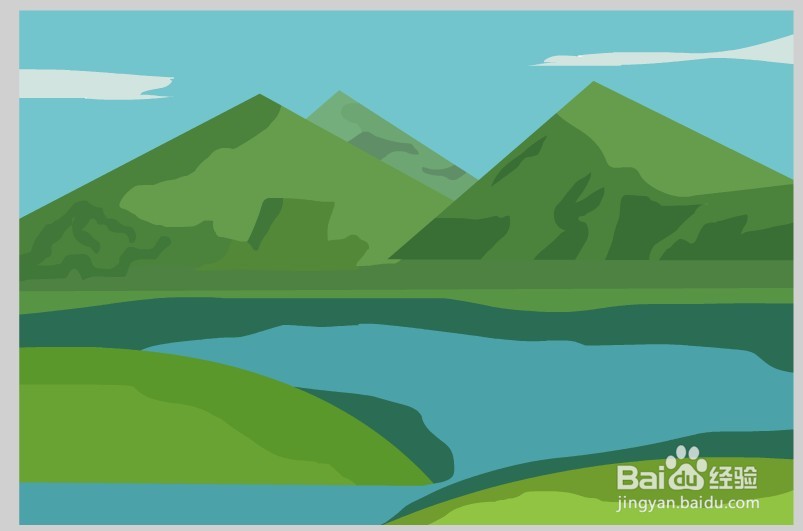 flash画个山清水秀的背景