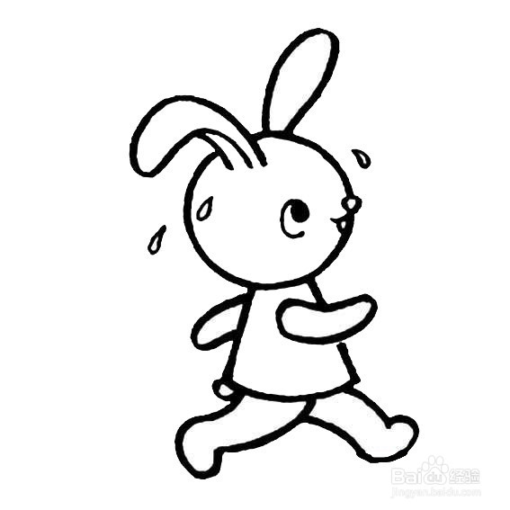 跑步的兔子简笔画图片