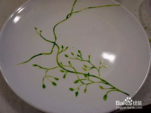 手绘餐饮盘子风景图