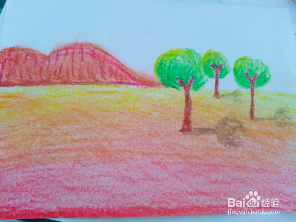 油画棒风景画之初秋田野