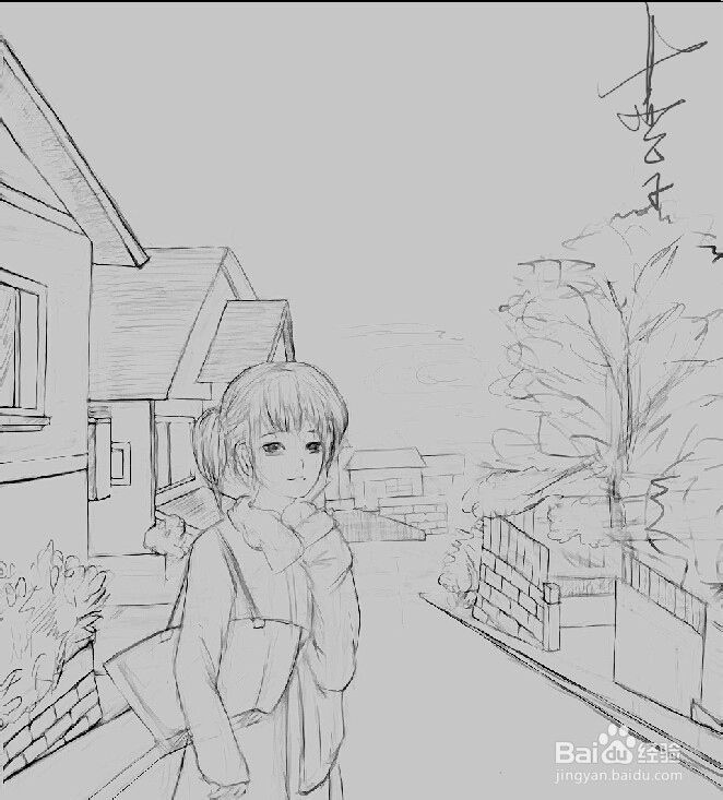 PS板绘画漫画之二十:一点透视