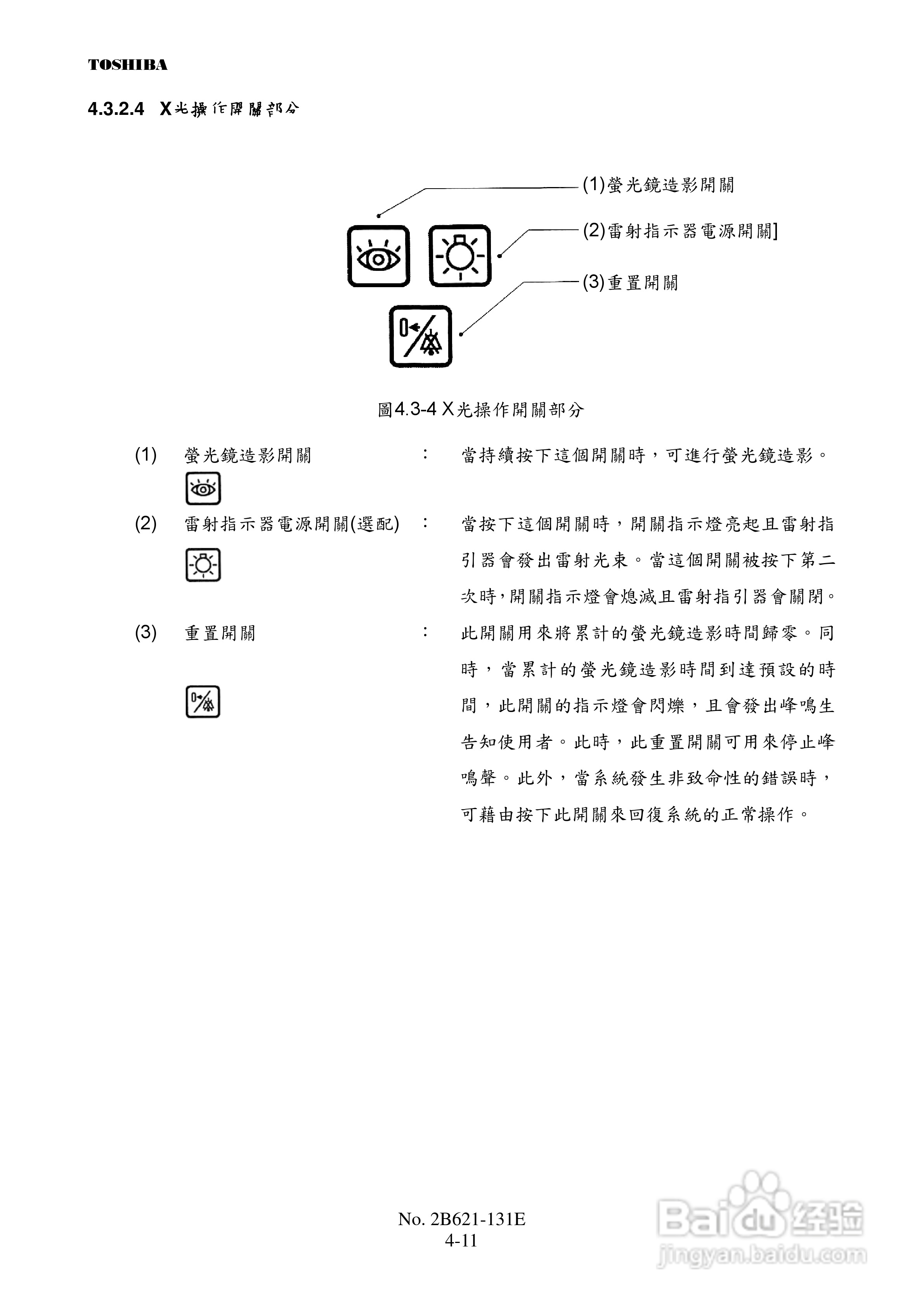 东芝 SXT-1000A移动式C臂X光电视系统操作手册:[3]