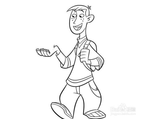 玩宠物的男孩简笔画