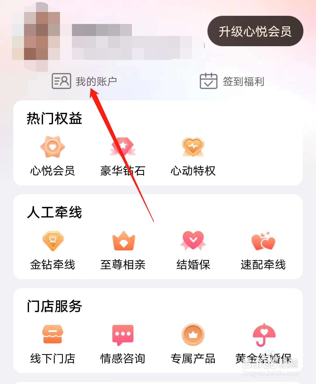 世纪佳缘如何查看我的账户