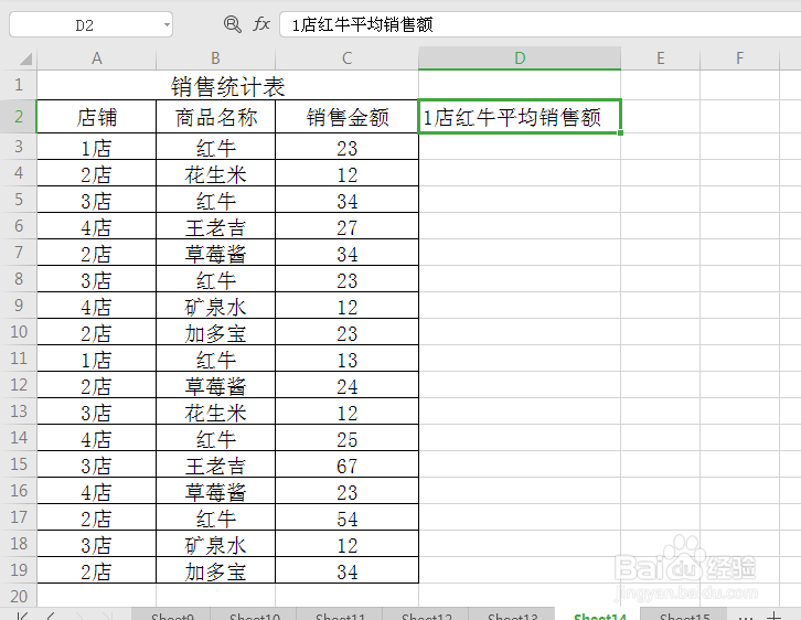 excel如何快速统计出某门店某商品的平均销售额