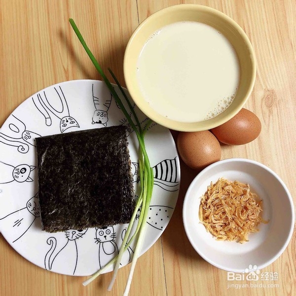 海米海苔豆浆蒸水蛋