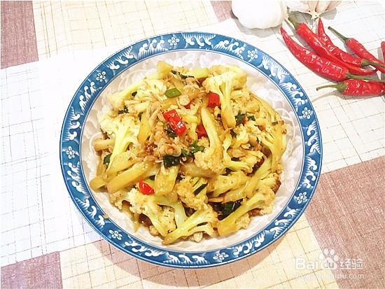 酸辣虾皮炒菜花