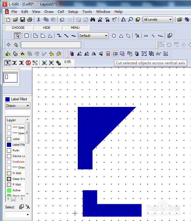 Tanner L-edit中图案的水平和竖直分割