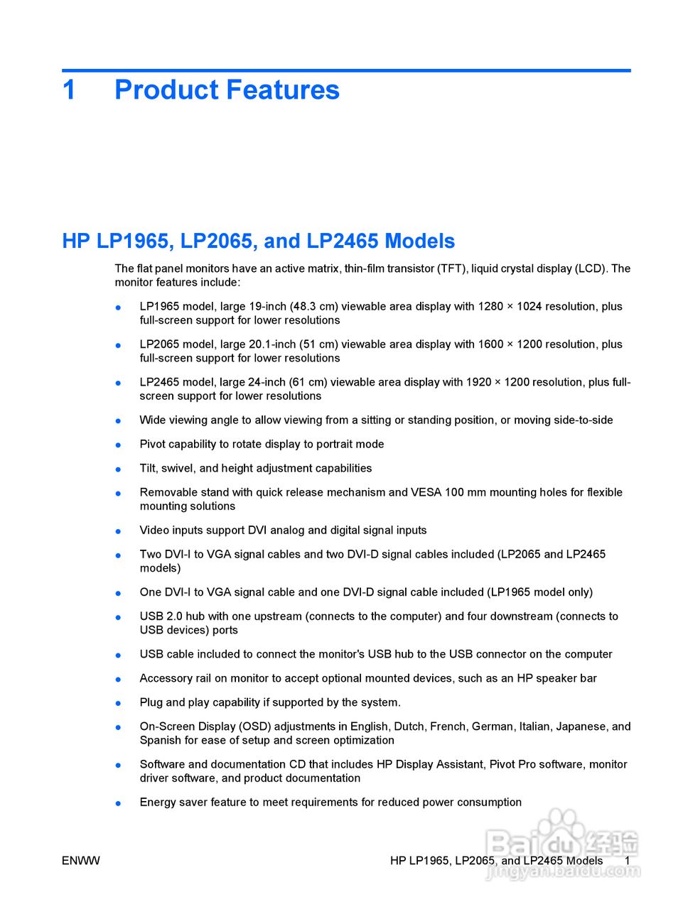 HP LP1965显示器用户手册:[1]