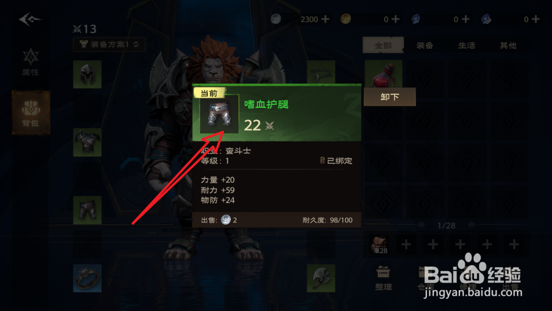 塔瑞斯世界怎么查看嗜血护腿
