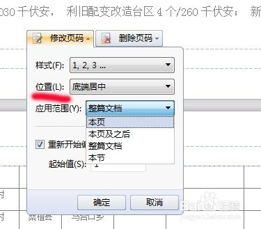 WORLD文档中如何设置页码