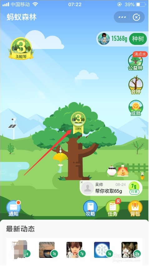 蚂蚁森林怎么领取三周年装扮 查看碳减排多少克