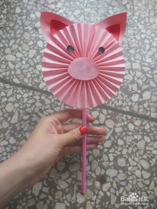 DIY粉红小猪扇子