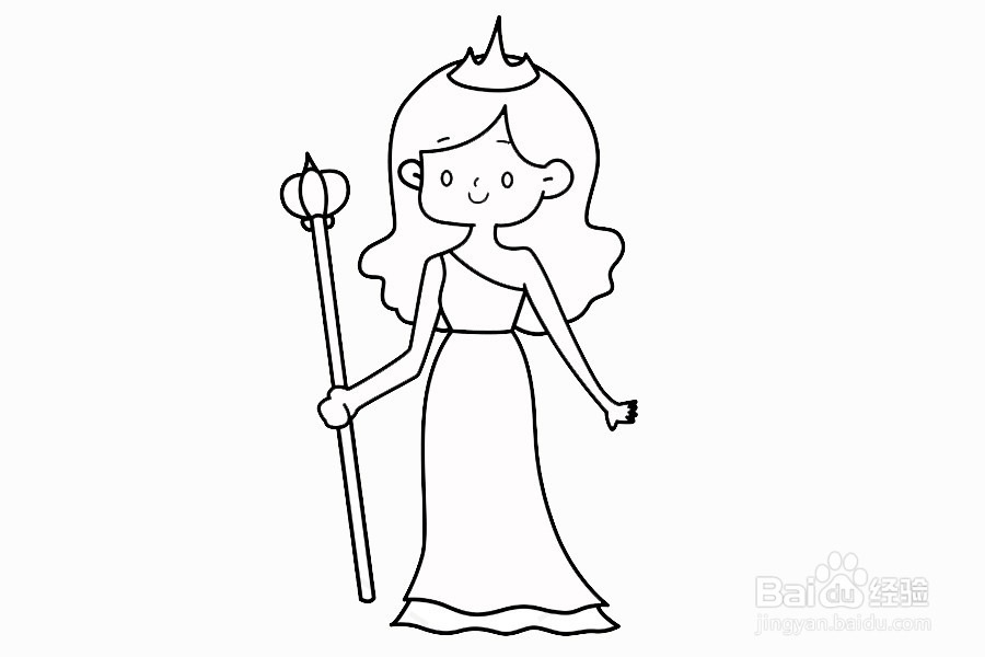 拿着权杖的女王的简笔画