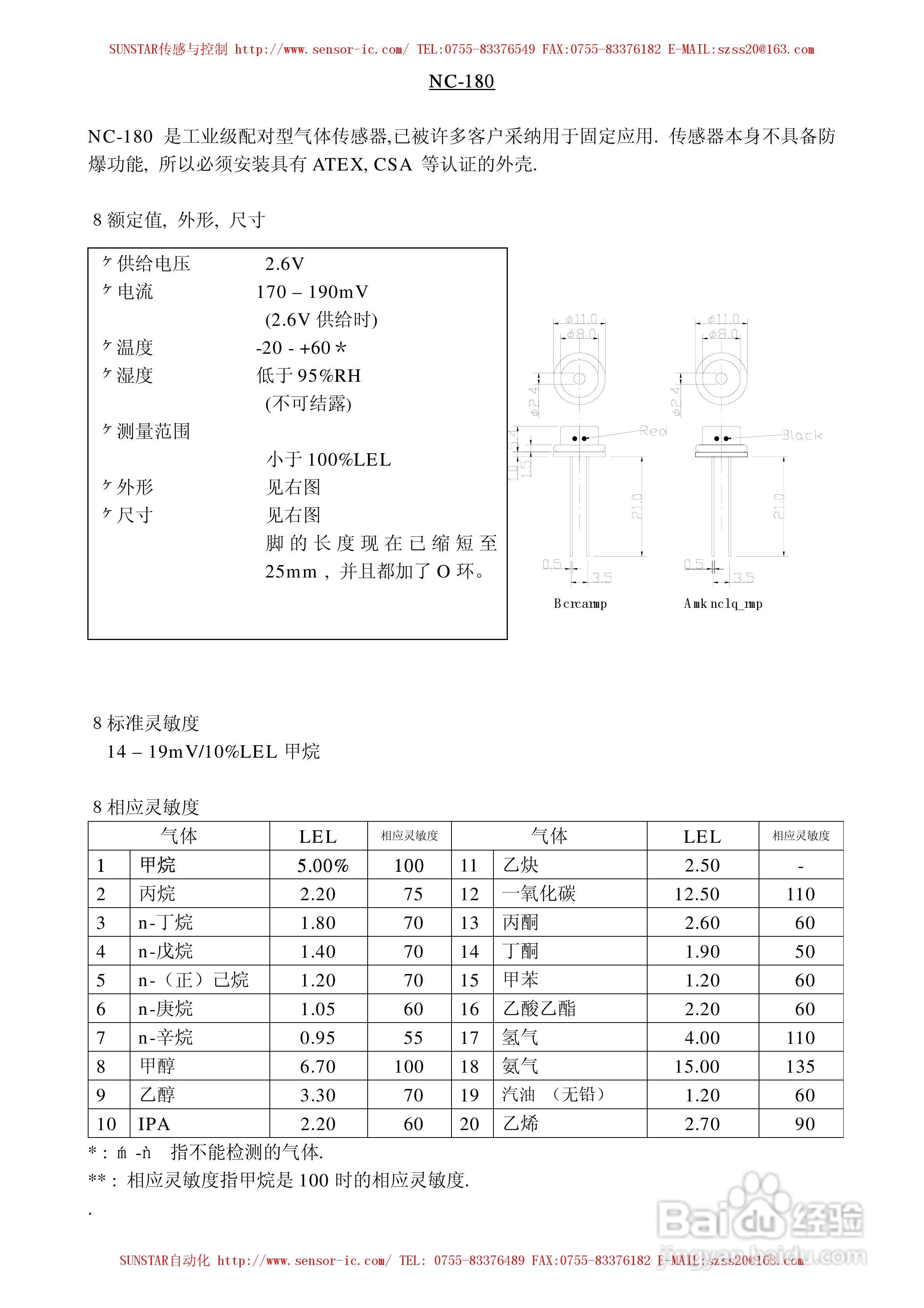 MAP-100A系列工业用可燃性气体传感器使用说明书:[5]