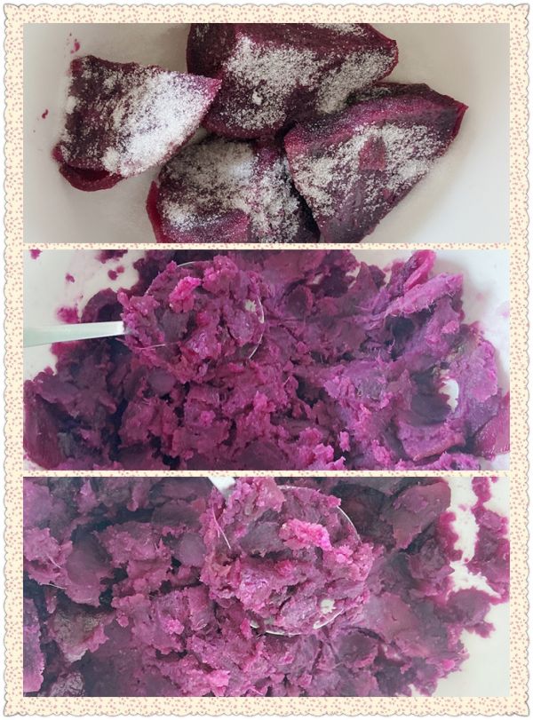 蜜豆馅紫薯糯米饼