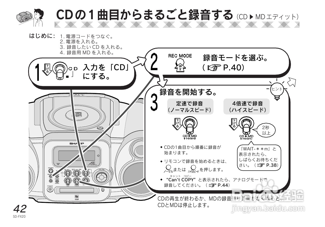 SHARP SD-FX20 CD/MD收音音响使用说明书:[3]