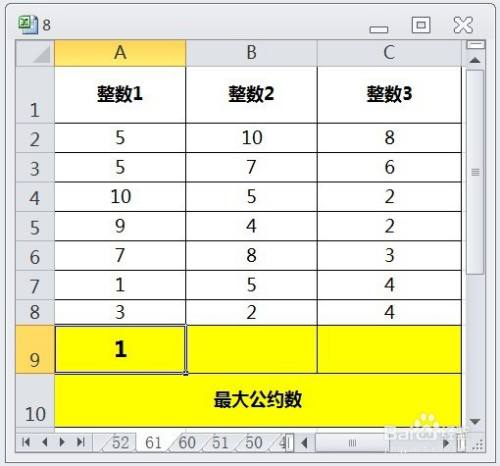 Excel运用gcd求多个整数的最大公约数 百度经验