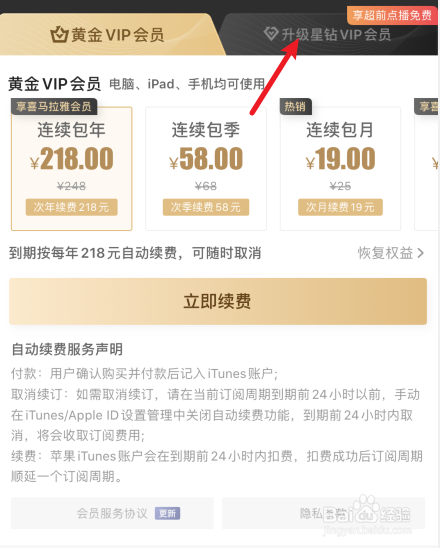 爱奇艺怎么升级星钻VIP会员