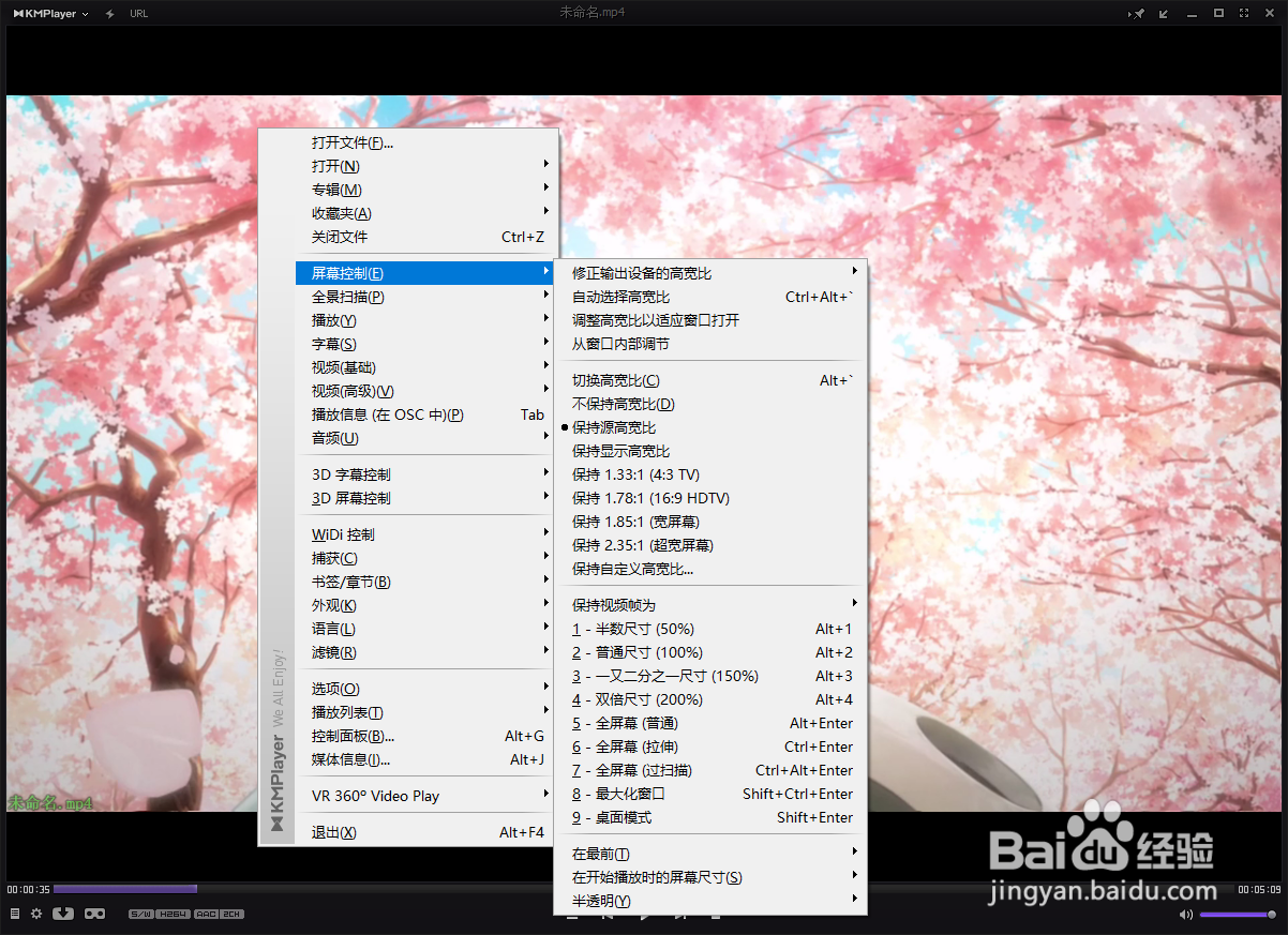 Kmplayer如何修正输出设备高宽比