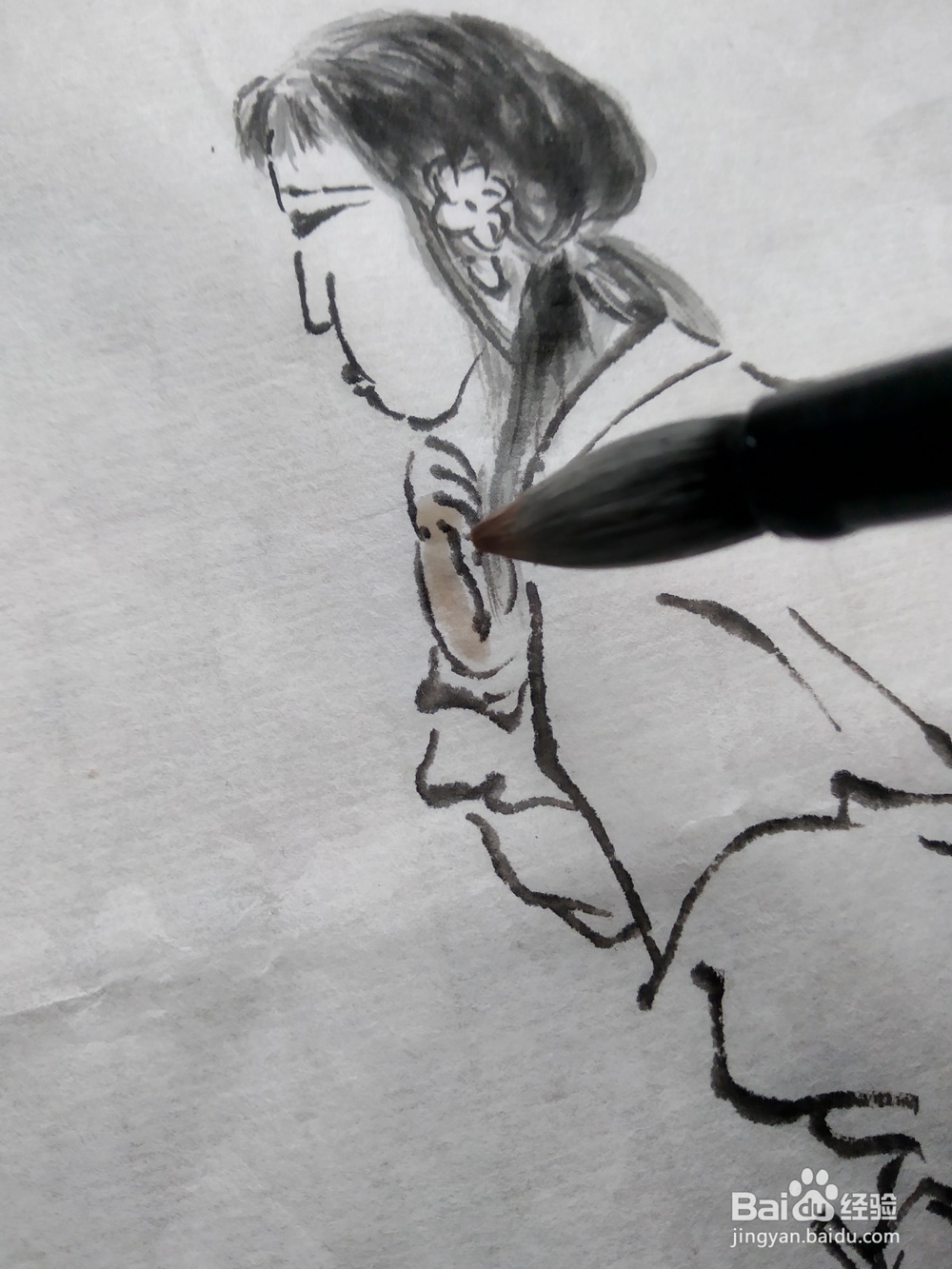 国画如何给白描的人物染颜色