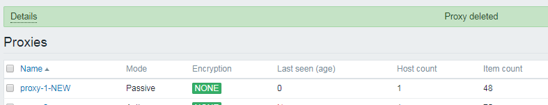 如何在zabbix中删除代理？