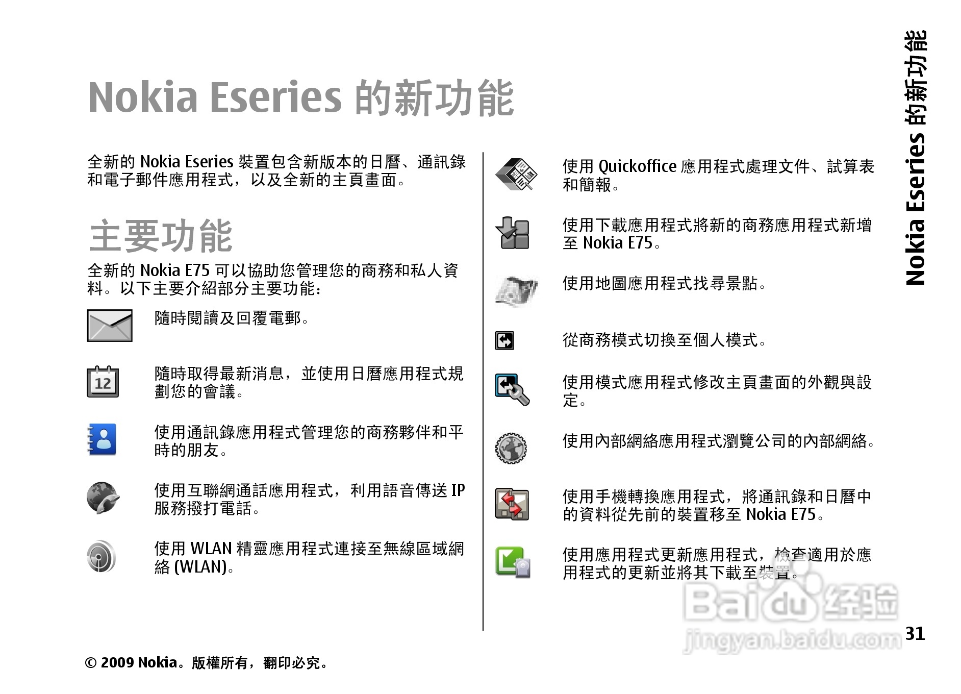 诺基亚 Nokia E75手机使用说明书:[4]