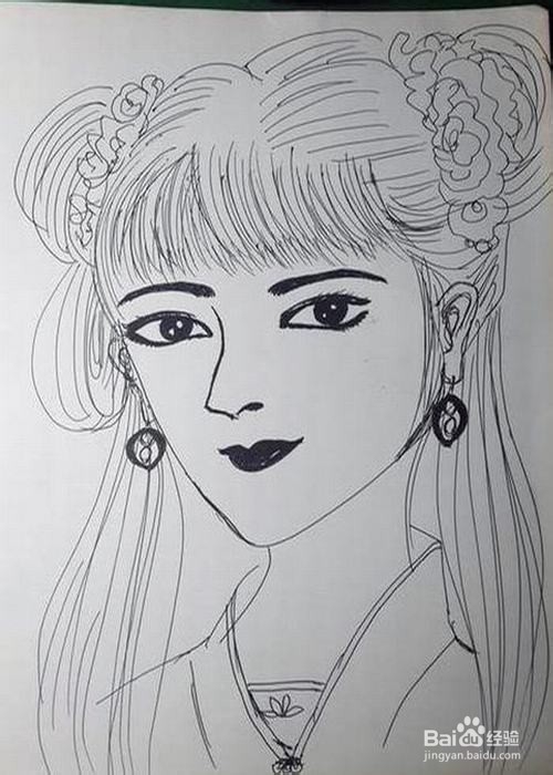画一个古典美女