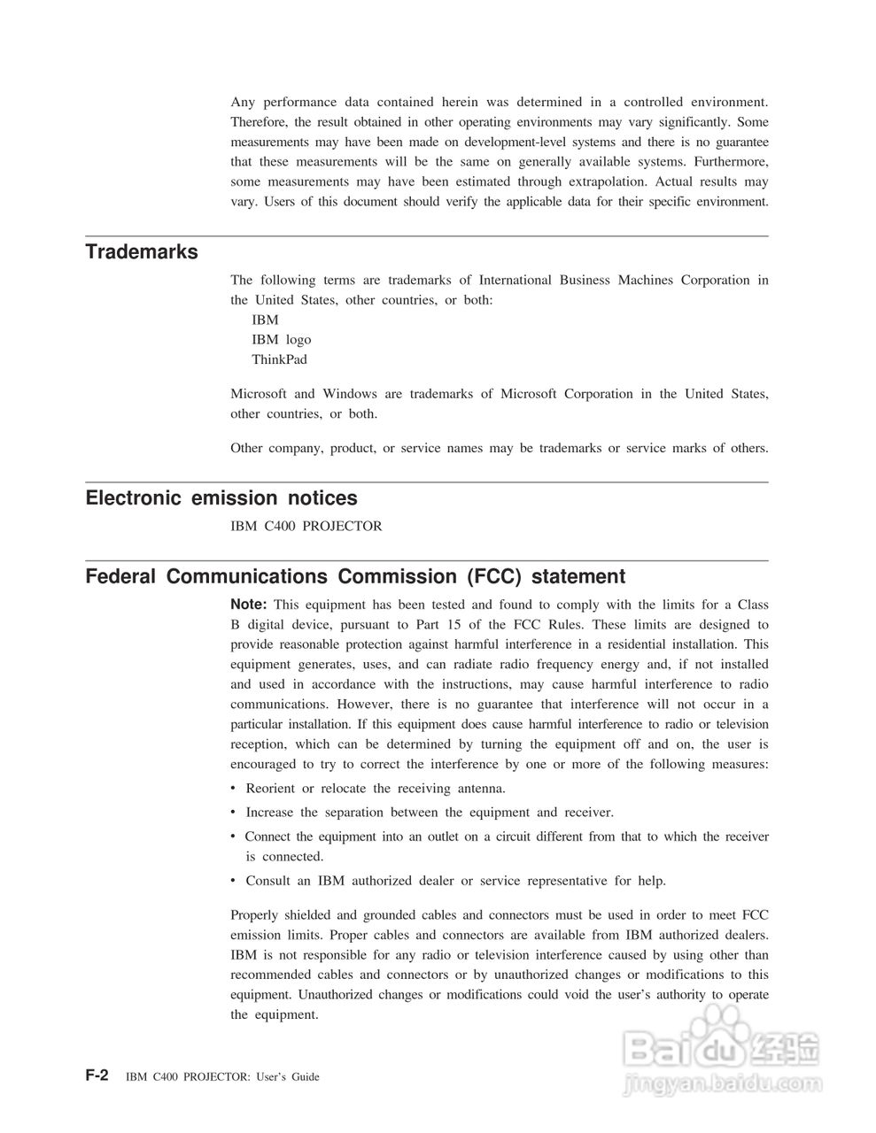 IBM C400投影机说明书:[9]