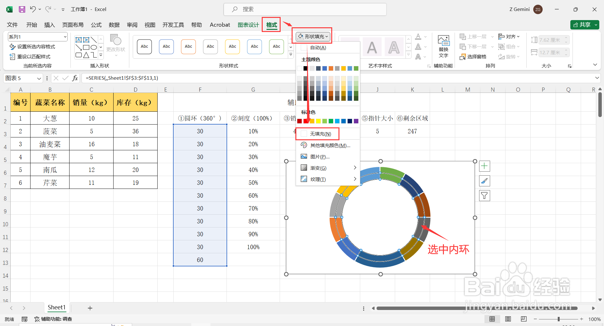 如何在Excel中制作仪表盘型图表