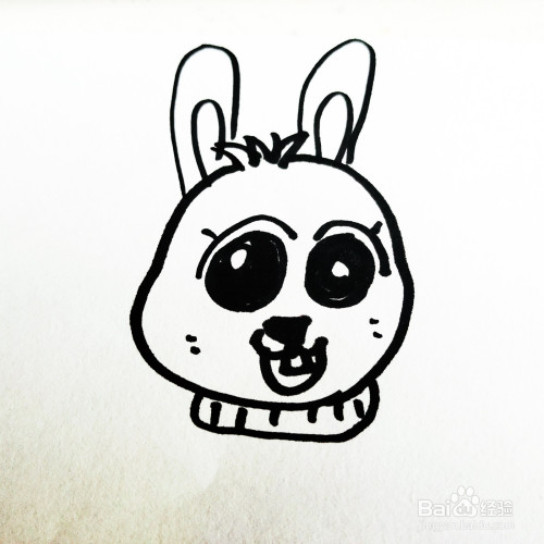 如何来画一只卡通大眼睛兔子简笔画呢?