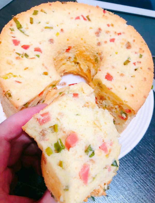 香葱肉松火腿蛋糕