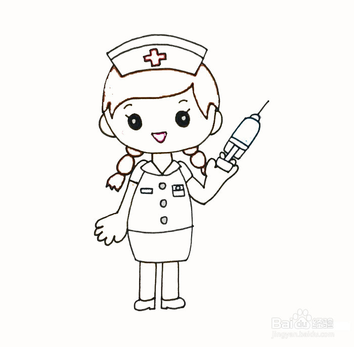 白衣天使护士姐姐的简笔画