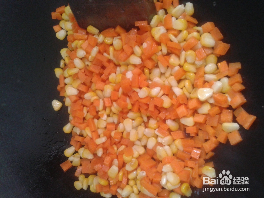肉沫玉米红萝卜粒