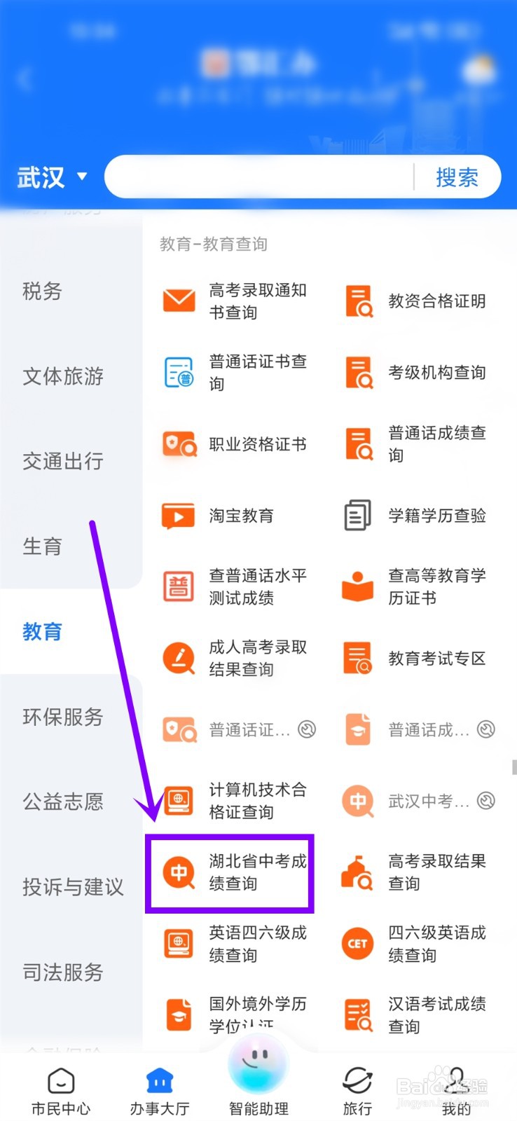 湖北省中考成绩查询入口2024