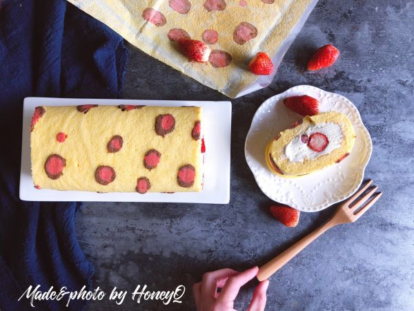 粉豹纹草莓蛋糕卷#松下多面美味#