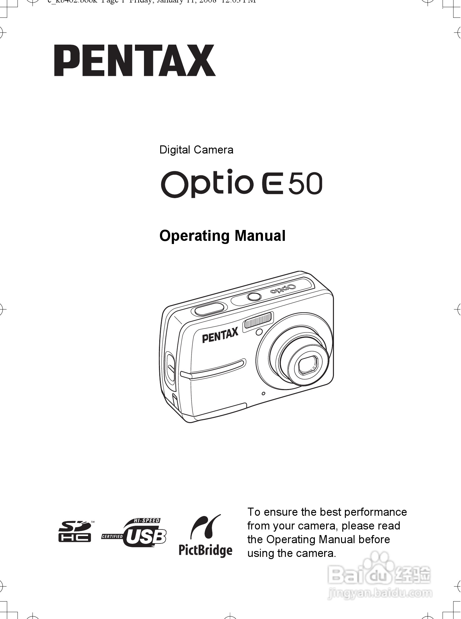 宾得Optio E50数码相机使用说明书:[1]