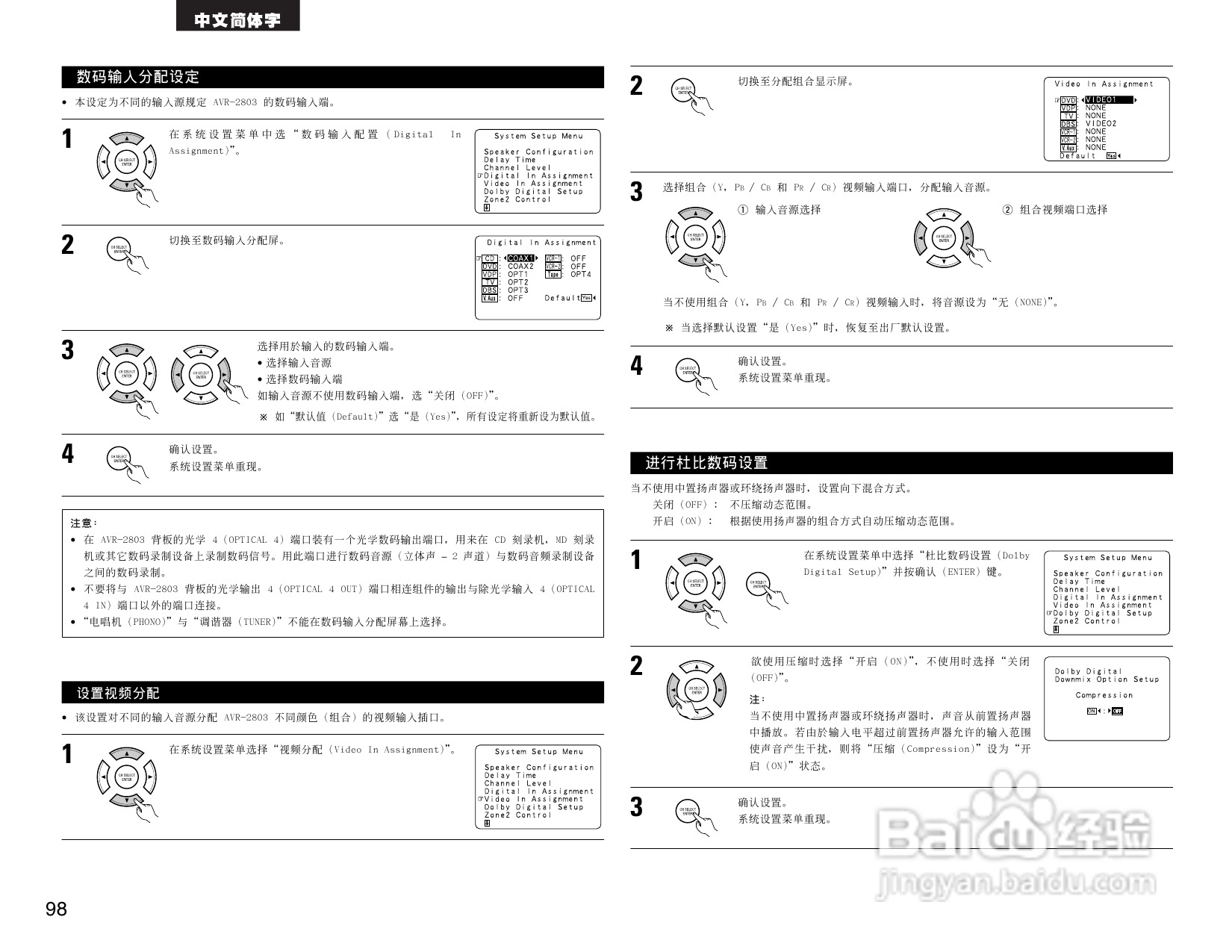 DENON AVR-2803收音环绕扩音机操作说明书:[5]
