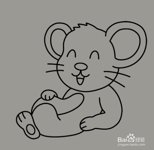 如何手工画面带微笑老鼠的简笔画?