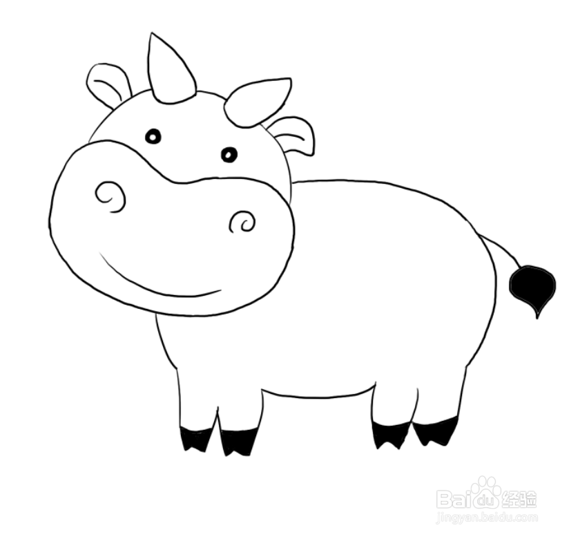 荷兰奶牛简笔画图片