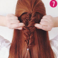 拧转半扎发鱼骨辫教程