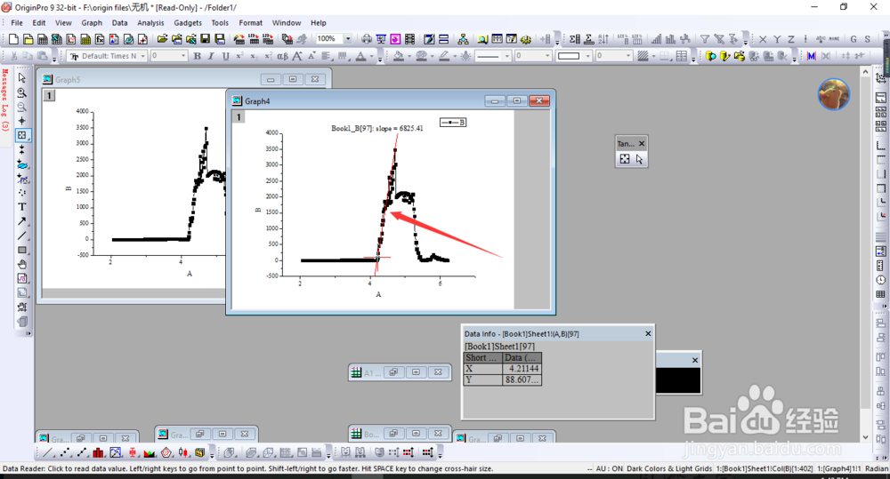 解决origin安装tagent以后不能画切线