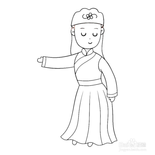 简笔画-如何画q版锡伯族女孩的简笔画