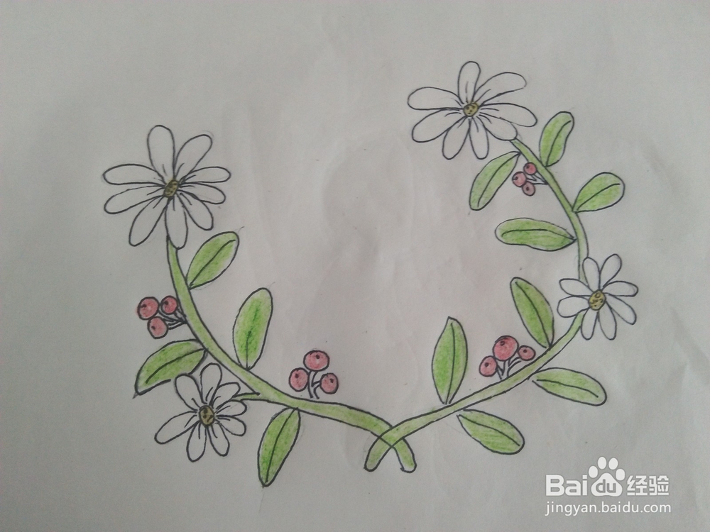 手账花边之清新的花环怎么画