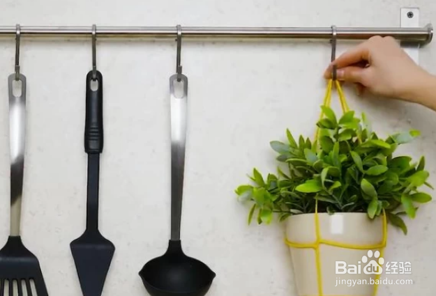 一根绳吊花盆的方法